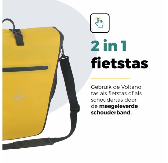 Voltano Luxe E-bike Fietstas 28L - Geel / Zwart - Pakaftas Met Laptop vak - 100% Waterdicht