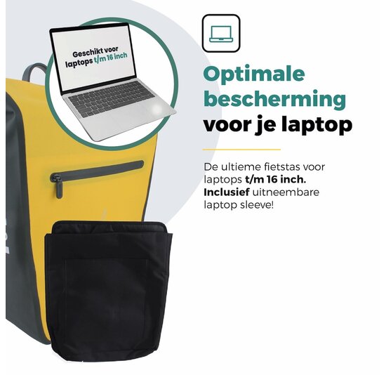 Voltano Luxe E-bike Fietstas 28L - Geel / Zwart - Pakaftas Met Laptop vak - 100% Waterdicht