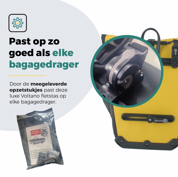 Voltano Luxe E-bike Fietstas 28L - Geel / Zwart - Pakaftas Met Laptop vak - 100% Waterdicht