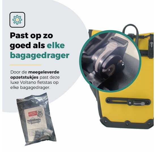 Voltano Luxe E-bike Fietstas 28L - Geel / Zwart - Pakaftas Met Laptop vak - 100% Waterdicht