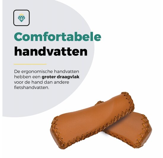 Voltano Leren Handvatten Fiets Bruin - Ergonomisch