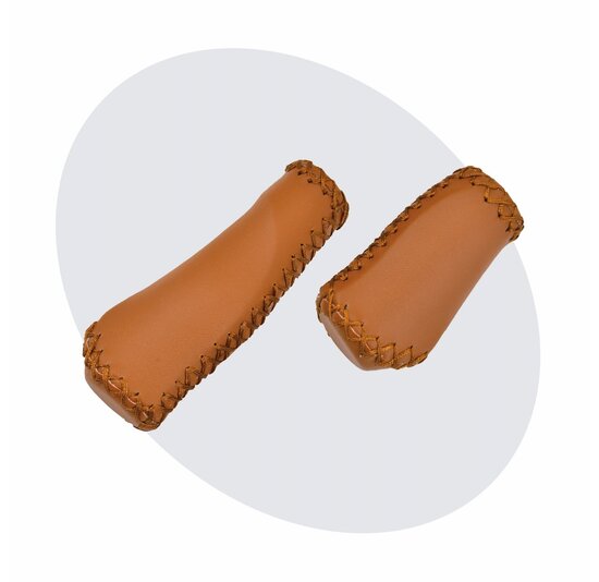 Voltano Leren Handvatten Fiets Bruin - Ergonomisch