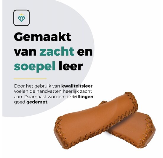 Voltano Leren Handvatten Fiets Bruin - Ergonomisch