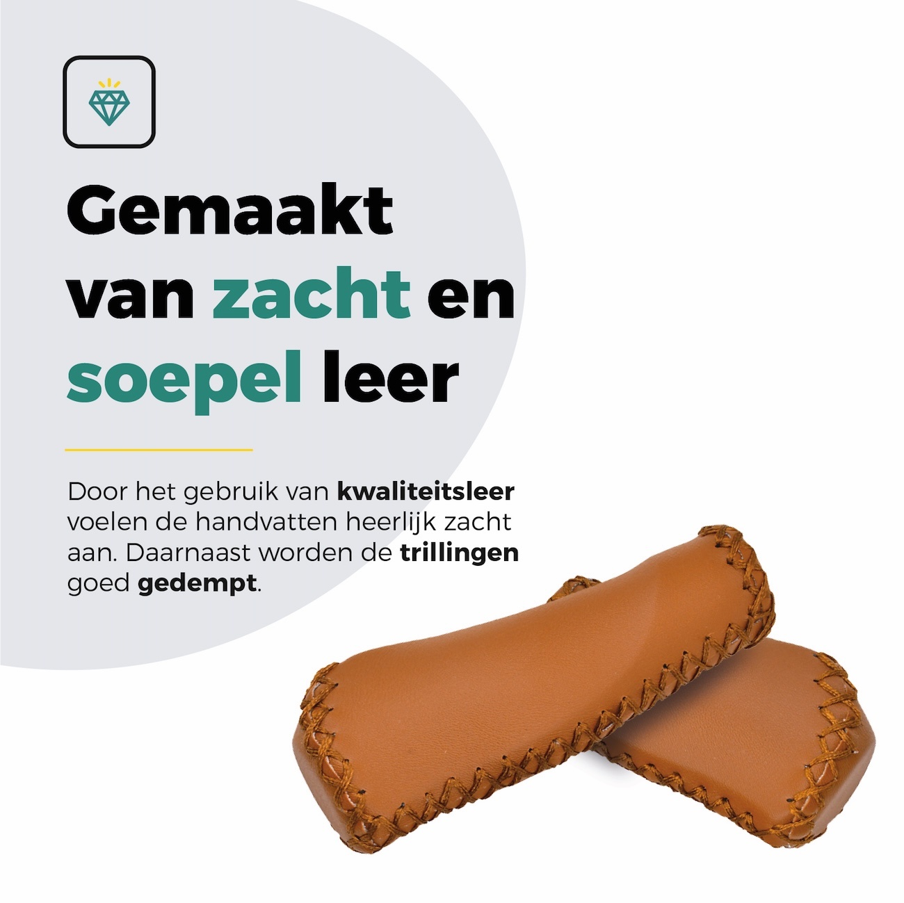 Voltano Leren Handvatten Fiets Bruin - Ergonomisch