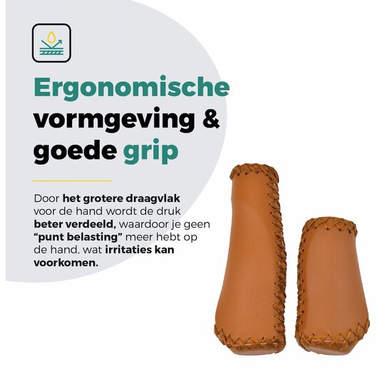 Voltano Leren Handvatten Fiets Bruin - Ergonomisch