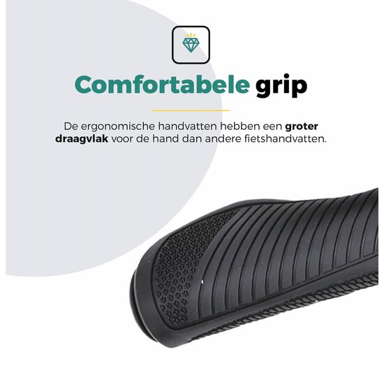 Voltano Ergonomische Fietshandvatten Zwart - 132 / 132 MM