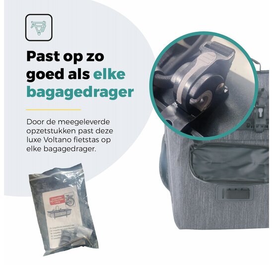 Voltano Equal E-bike Enkele Fietstas  25L - Donkergrijs - Laptopvak - Waterdicht