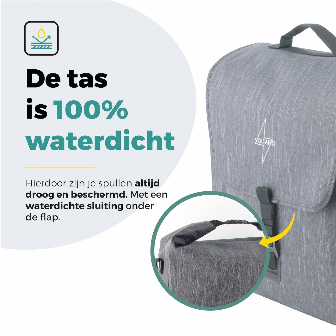 Voltano Equal E-bike Enkele Fietstas  25L - Donkergrijs - Laptopvak - Waterdicht