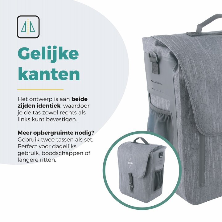 Voltano Equal E-bike Enkele Fietstas  25L - Donkergrijs - Laptopvak - Waterdicht