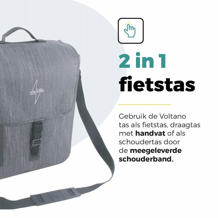 Voltano Equal E-bike Enkele Fietstas  25L - Donkergrijs - Laptopvak - Waterdicht