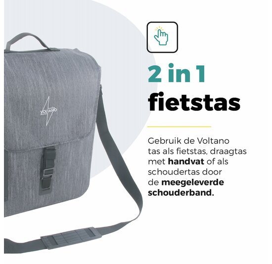 Voltano Equal E-bike Enkele Fietstas  25L - Donkergrijs - Laptopvak - Waterdicht