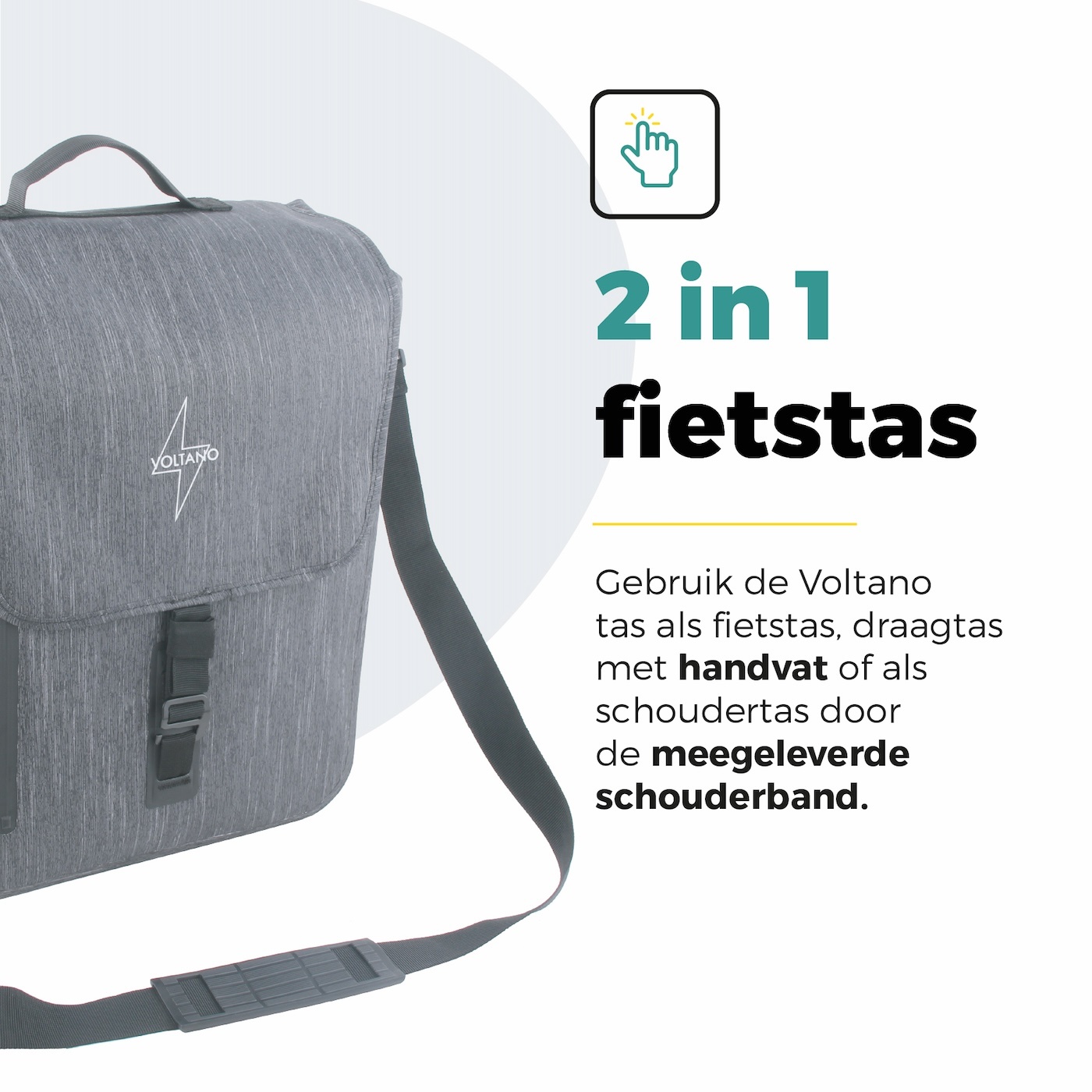 Voltano Equal E-bike Enkele Fietstas  25L - Donkergrijs - Laptopvak - Waterdicht