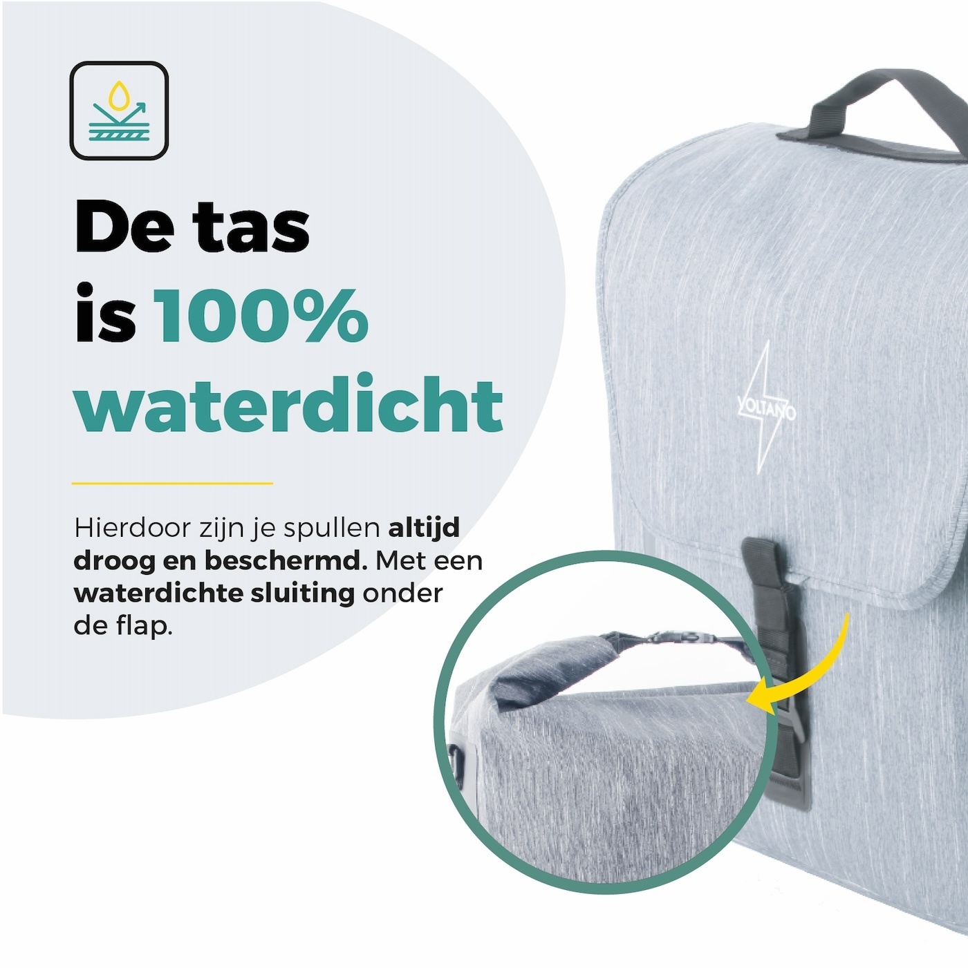 Voltano Equal E-bike Enkele Fietstas 25L - Ice Blauw - Laptopvak - Waterdicht