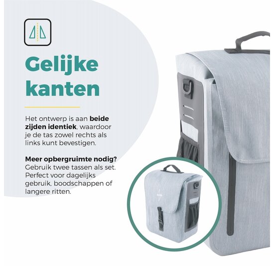 Voltano Equal E-bike Enkele Fietstas 25L - Ice Blauw - Laptopvak - Waterdicht