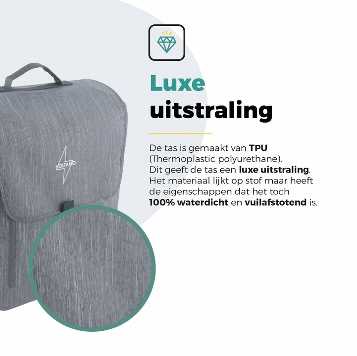 Voltano Equal E-bike Enkele Fietstas  25L - Donkergrijs - Laptopvak - Waterdicht