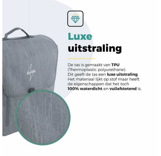 Voltano Equal E-bike Enkele Fietstas  25L - Donkergrijs - Laptopvak - Waterdicht