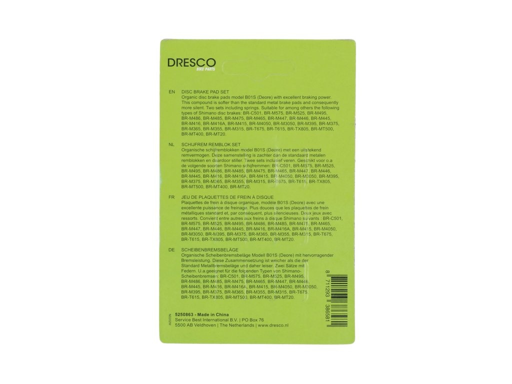 Dresco Schijfrem Remblok Set - Twee Sets Inclusief Veren