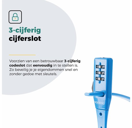 Voltano Accuslot Bagagedrager - Fietshelm / Tas Codeslot - Blauw - Reisslot