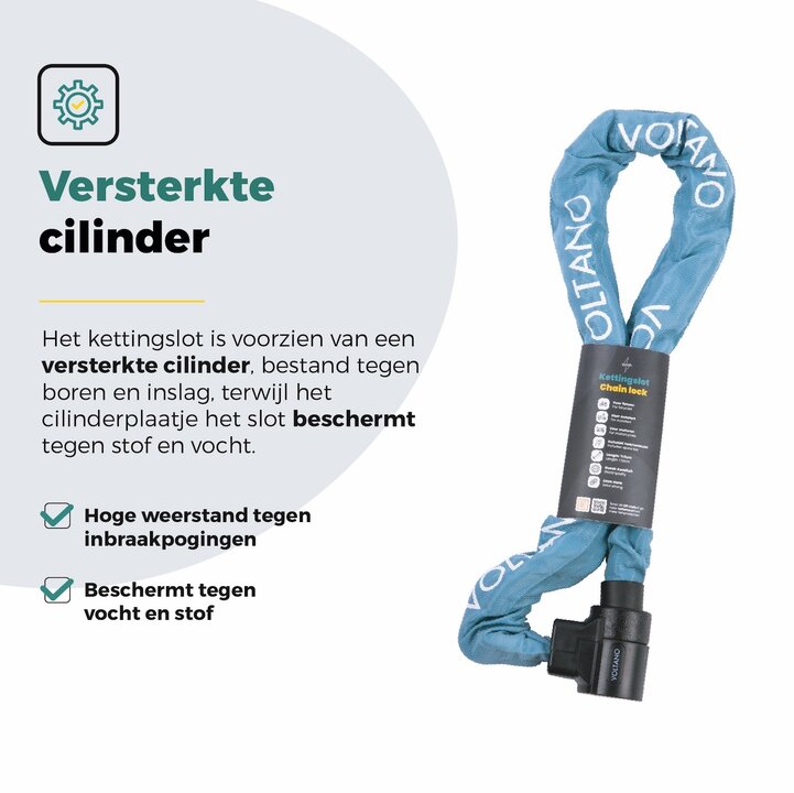 Voltano ART4 Kettingslot Solid - Ice Blauw - 110 CM - Vaste Slotkop