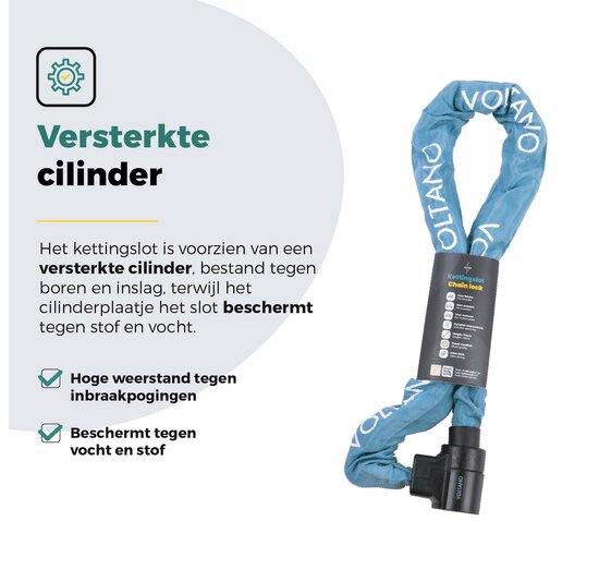 Voltano ART4 Kettingslot Solid - Ice Blauw - 110 CM - Vaste Slotkop