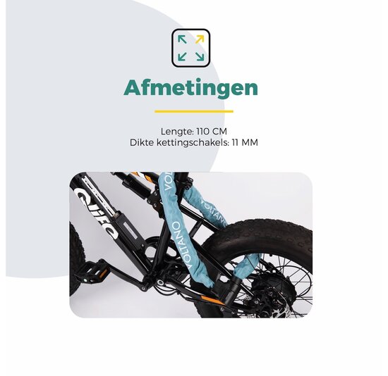 Voltano ART4 Kettingslot Solid - Ice Blauw - 110 CM - Vaste Slotkop