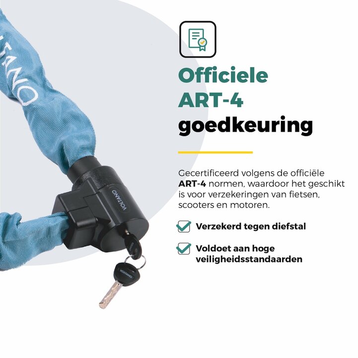 Voltano ART4 Kettingslot Solid - Ice Blauw - 110 CM - Vaste Slotkop