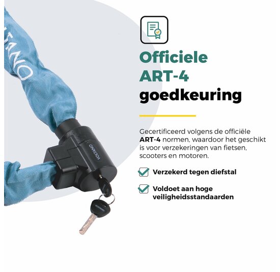 Voltano ART4 Kettingslot Solid - Ice Blauw - 110 CM - Vaste Slotkop