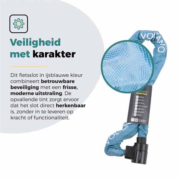 Voltano ART4 Kettingslot Solid - Ice Blauw - 110 CM - Vaste Slotkop