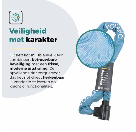 Voltano ART4 Kettingslot Solid - Ice Blauw - 110 CM - Vaste Slotkop