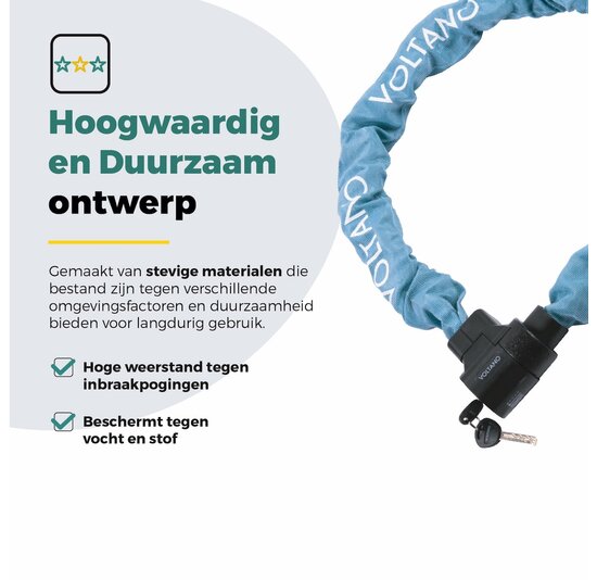 Voltano ART4 Kettingslot Solid - Ice Blauw - 110 CM - Vaste Slotkop
