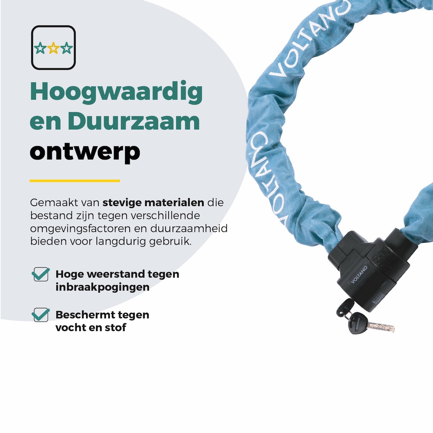 Voltano ART4 Kettingslot Solid - Ice Blauw - 110 CM - Vaste Slotkop