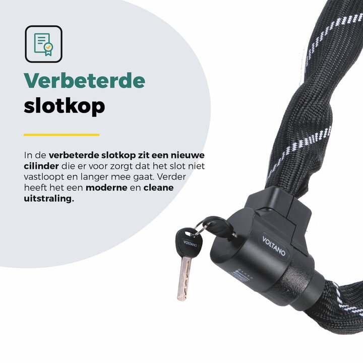 Voltano ART4 Kettingslot Solid - Zwart - 110 CM - Vaste Slotkop