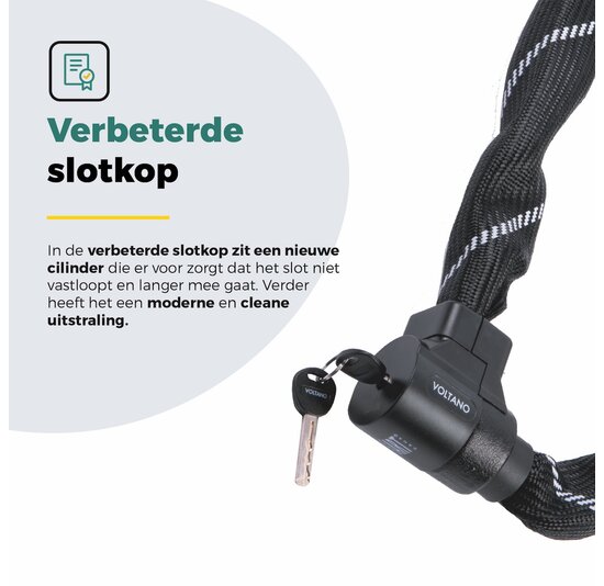 Voltano ART4 Kettingslot Solid - Zwart - 110 CM - Vaste Slotkop