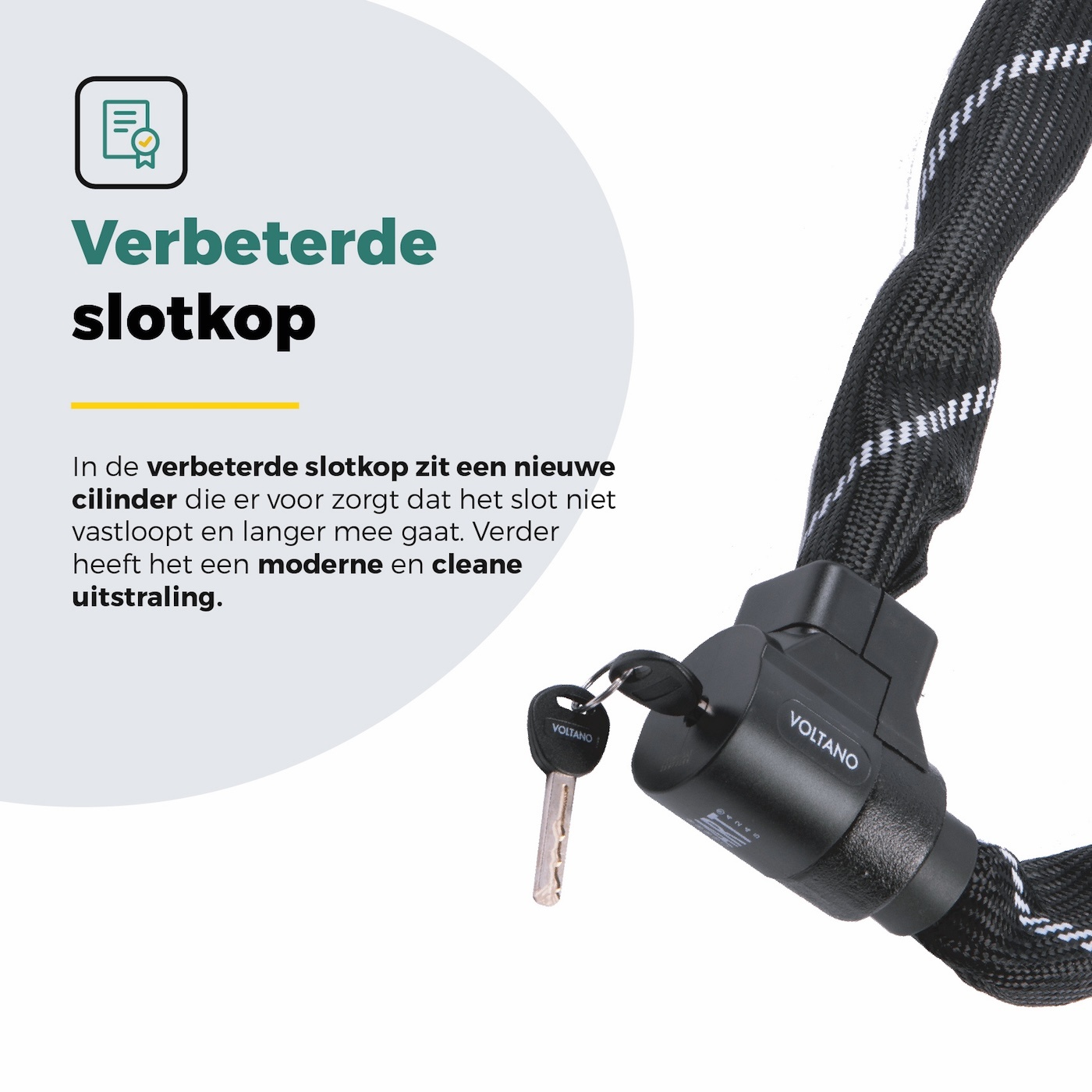 Voltano ART4 Kettingslot Solid - Zwart - 110 CM - Vaste Slotkop