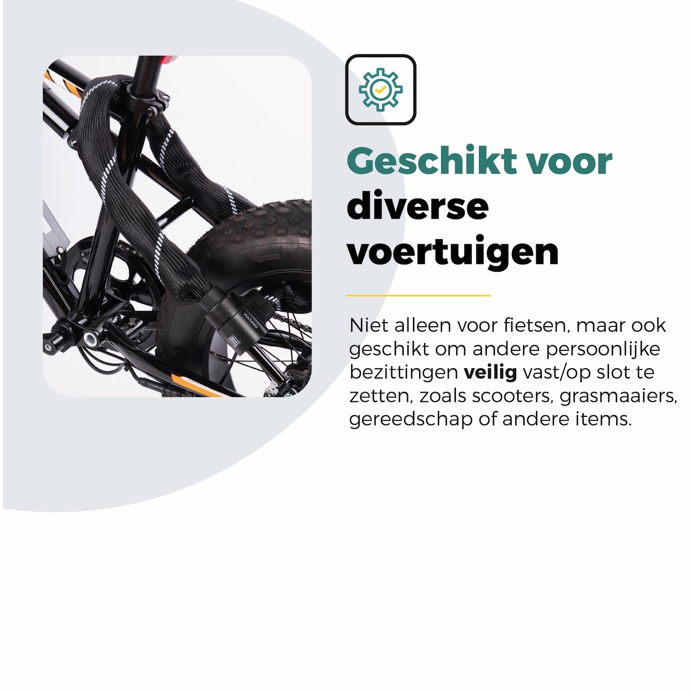 Voltano ART4 Kettingslot Solid - Zwart - 110 CM - Vaste Slotkop