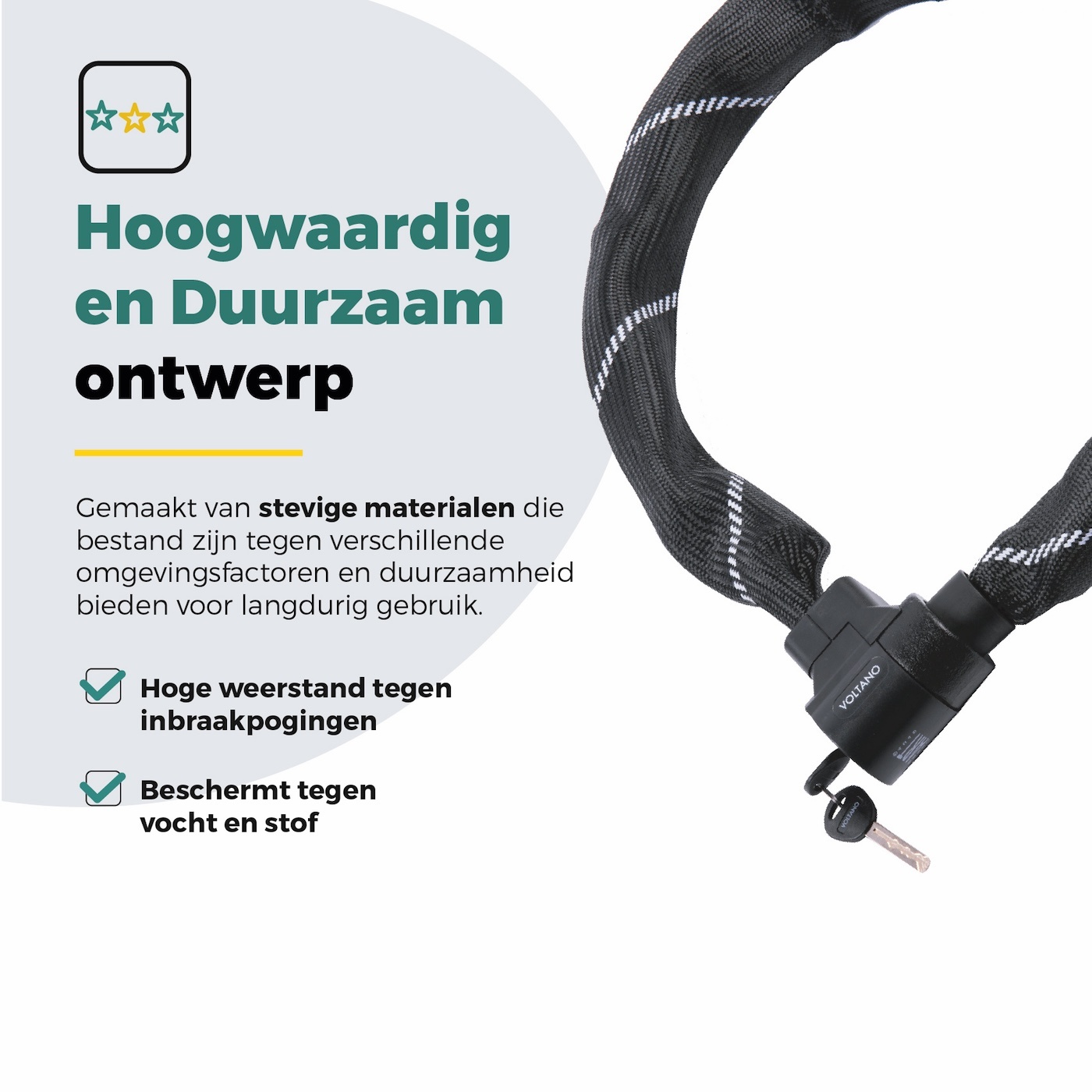 Voltano ART4 Kettingslot Solid - Zwart - 110 CM - Vaste Slotkop