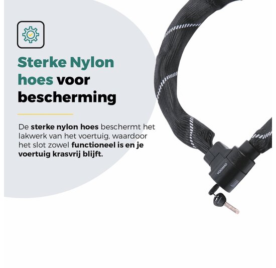 Voltano ART4 Kettingslot Solid - Zwart - 110 CM - Vaste Slotkop