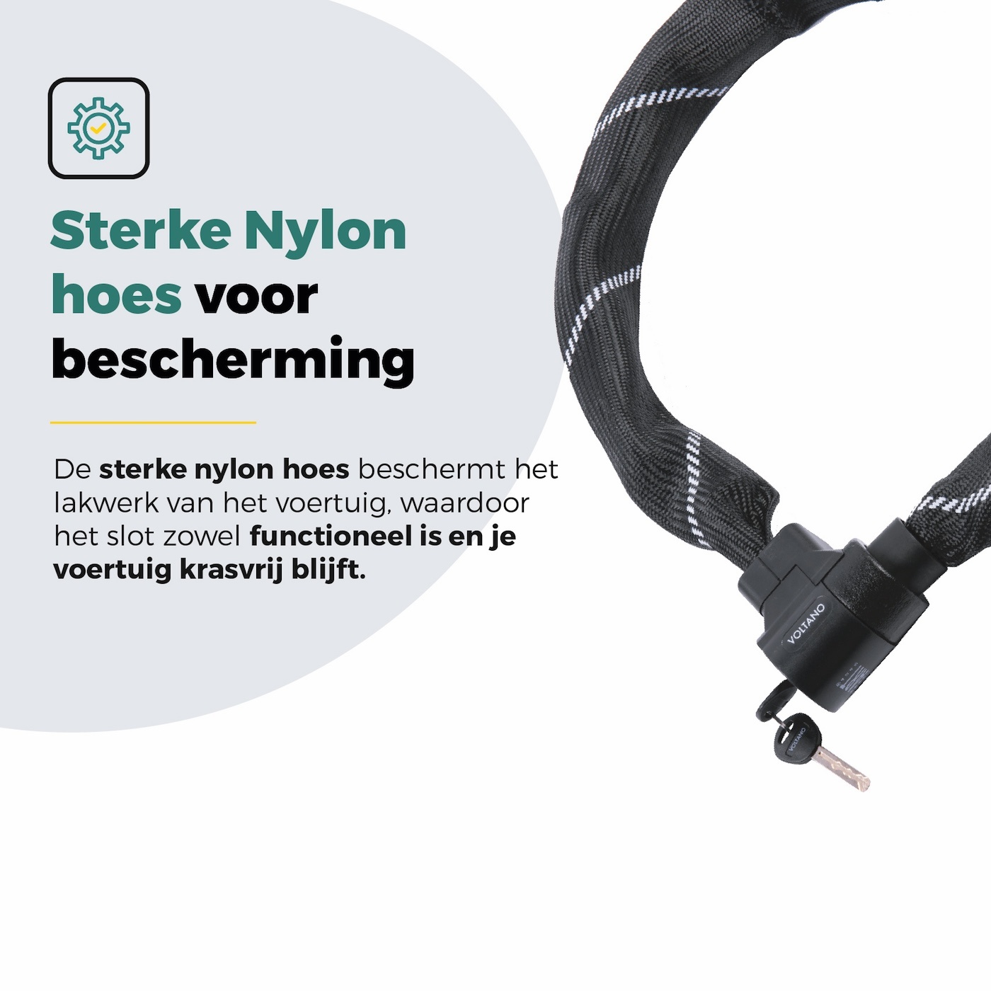 Voltano ART4 Kettingslot Solid - Zwart - 110 CM - Vaste Slotkop