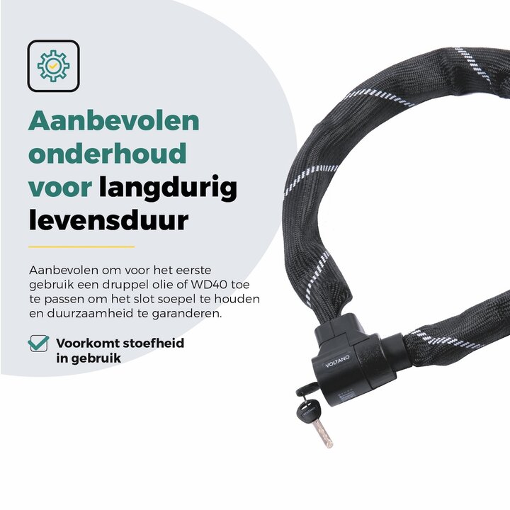 Voltano ART4 Kettingslot Solid - Zwart - 110 CM - Vaste Slotkop