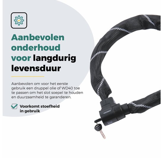 Voltano ART4 Kettingslot Solid - Zwart - 110 CM - Vaste Slotkop