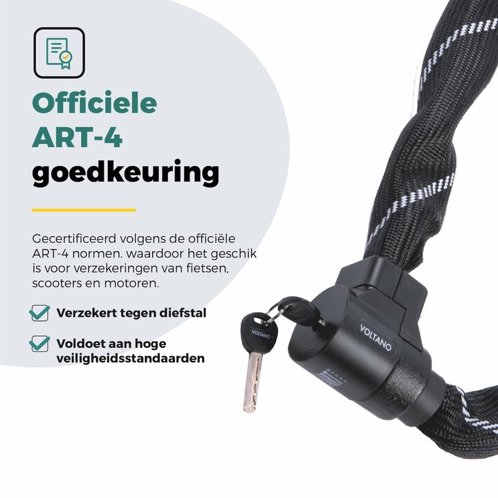 Voltano ART4 Kettingslot Solid - Zwart - 110 CM - Vaste Slotkop
