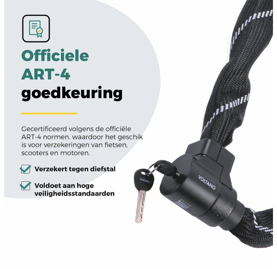 Voltano ART4 Kettingslot Solid - Zwart - 110 CM - Vaste Slotkop