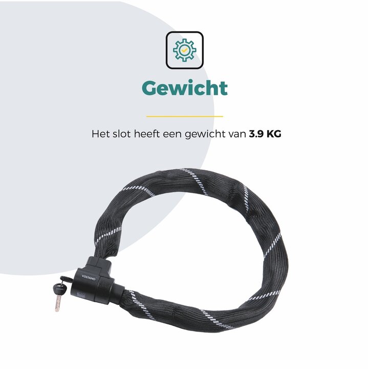 Voltano ART4 Kettingslot Solid - Zwart - 110 CM - Vaste Slotkop