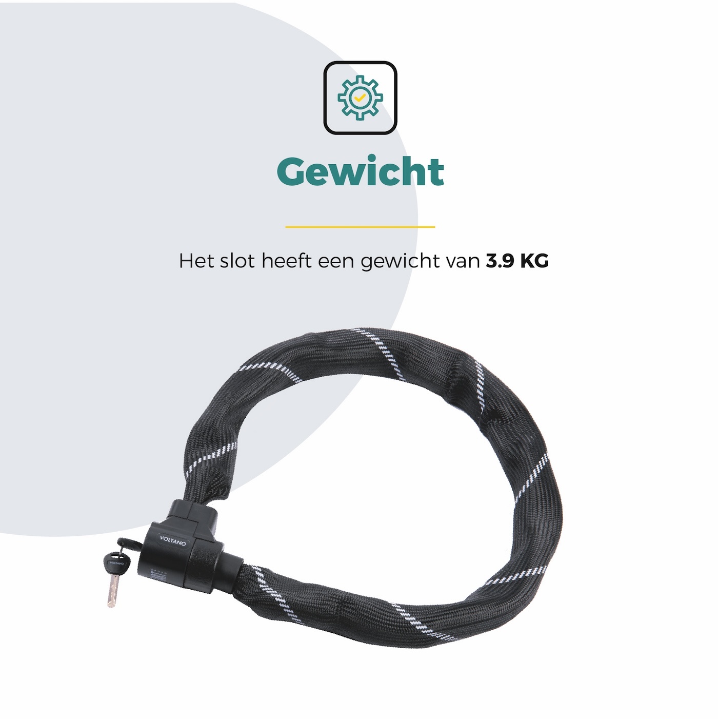 Voltano ART4 Kettingslot Solid - Zwart - 110 CM - Vaste Slotkop