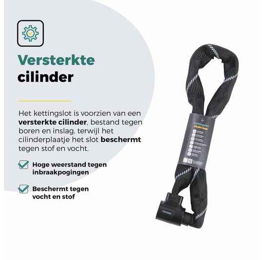 Voltano ART4 Kettingslot Solid - Zwart - 110 CM - Vaste Slotkop