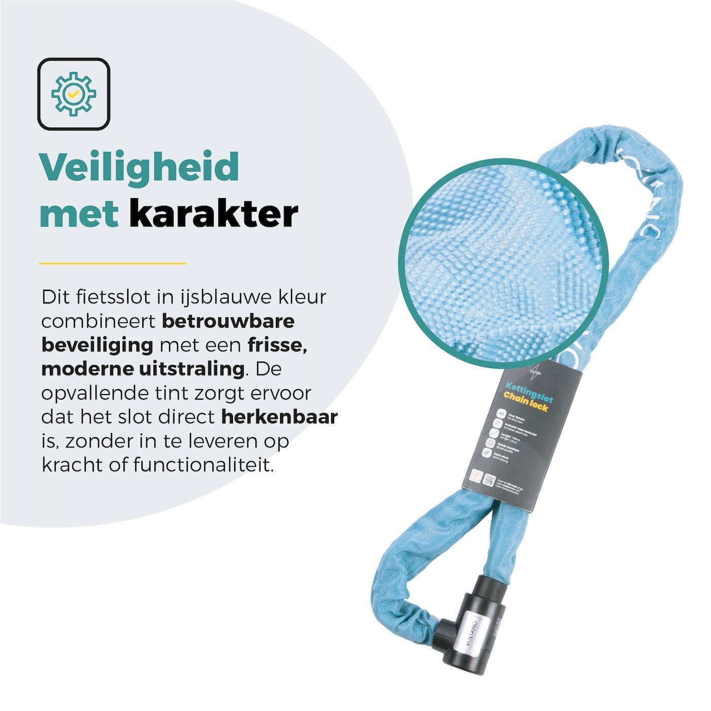Voltano ART2 Kettingslot - Ice Blauw - 120 CM