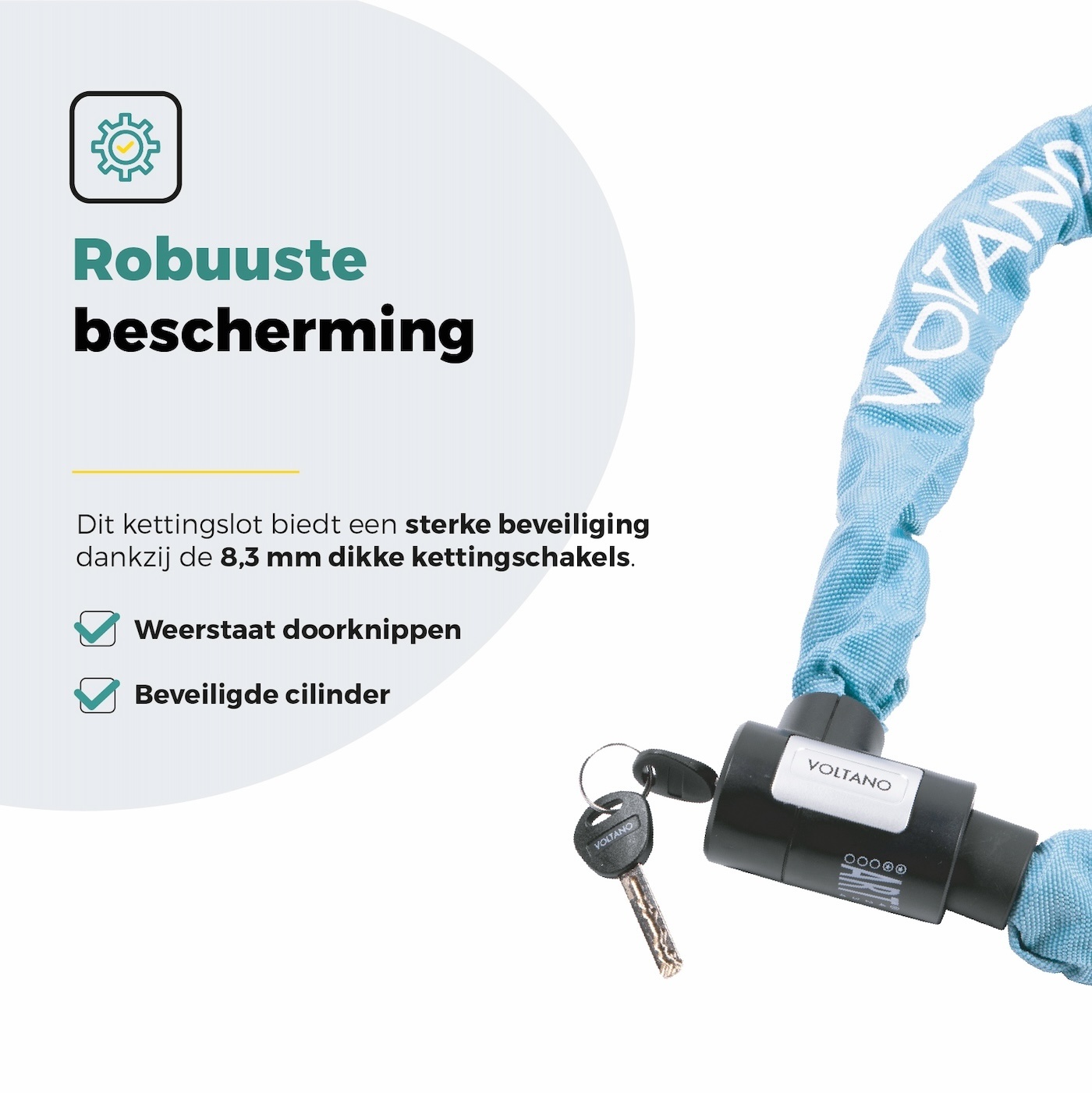 Voltano ART2 Kettingslot - Ice Blauw - 120 CM