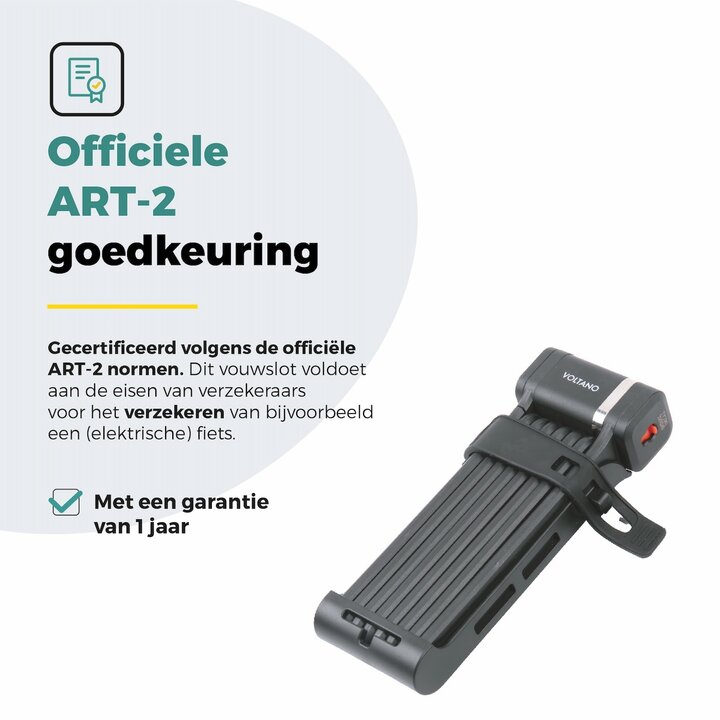 Voltano Vouwslot ART2 Pro - Zwart - 120 CM - Met Framehouder