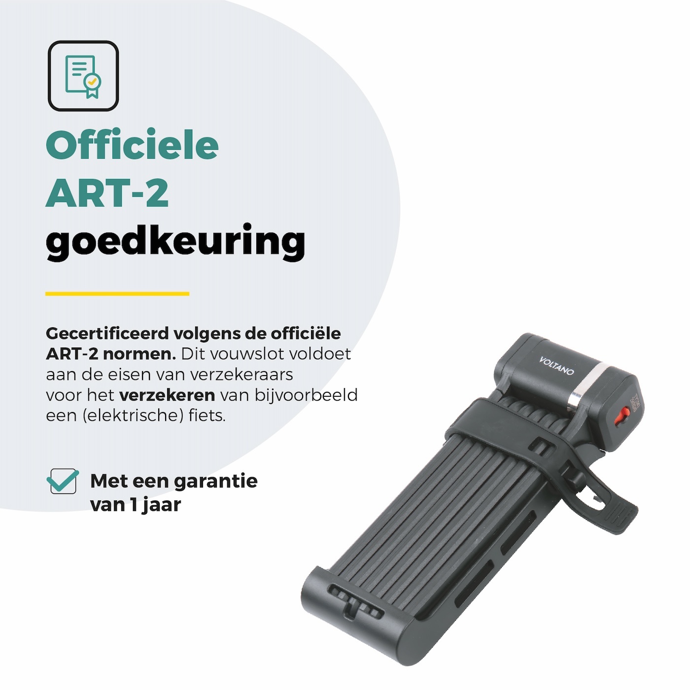 Voltano Vouwslot ART2 Pro - Zwart - 120 CM - Met Framehouder