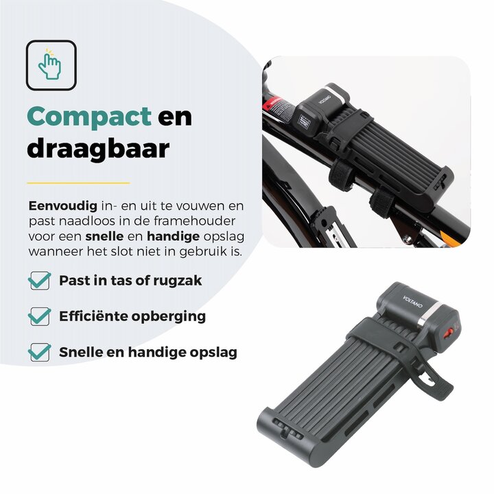 Voltano Vouwslot ART2 Pro - Zwart - 120 CM - Met Framehouder